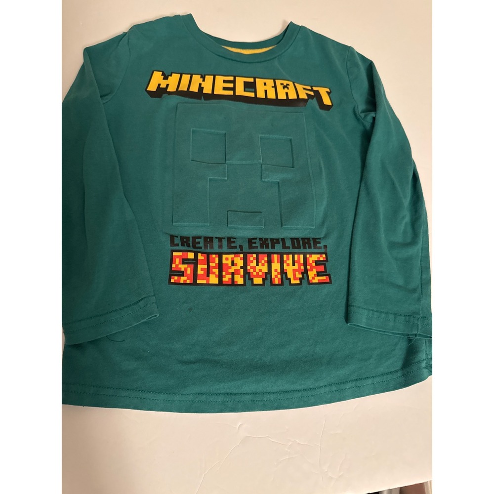 Jumping Beans Minecraft Creeper Long Sleeve T Shirt Kids Size‎ 6 Green